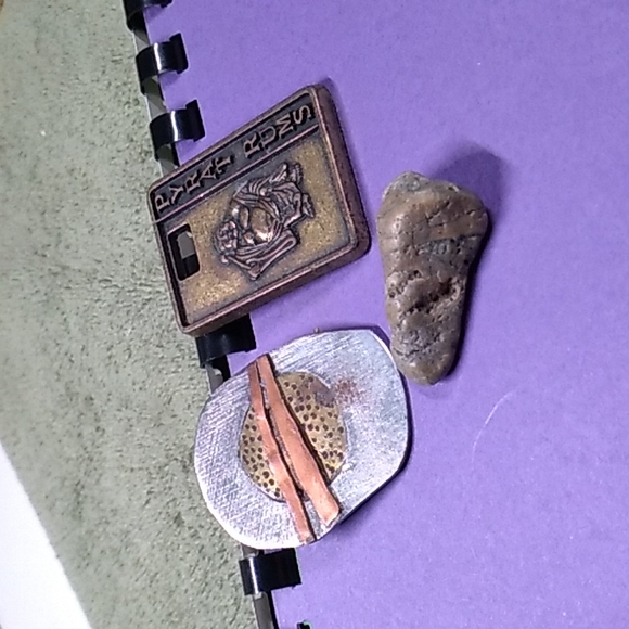 Metal and earth pendant and pin - Picture 3 of 4